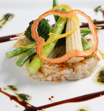 Gallete de riz Japonaise avec legumés de saison 和風ガレットのパルメザンチーズ焼き　季節の野菜添え